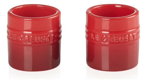 Conjunto Le Creuset 2 Suportes P/ Vela Em Cerâmica Vermelho