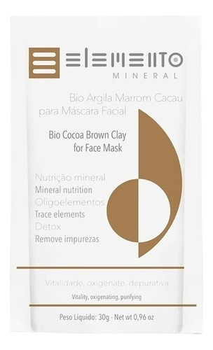 Bio Argila Marrom Cacau 30g - Elemento Mineral Tipo de pele Normal