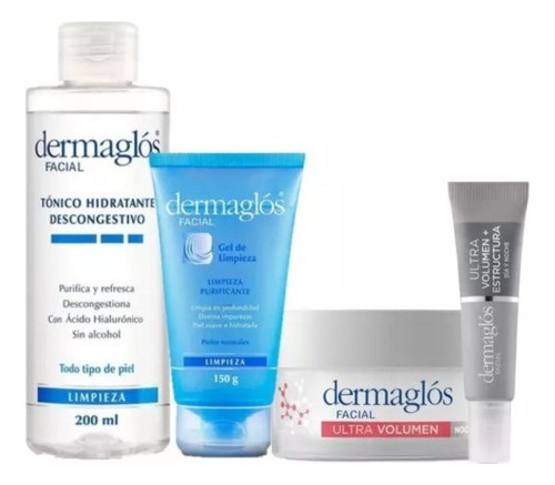 Kit Facial Dermaglós Rutina Experta De Noche Ultra Volumen 