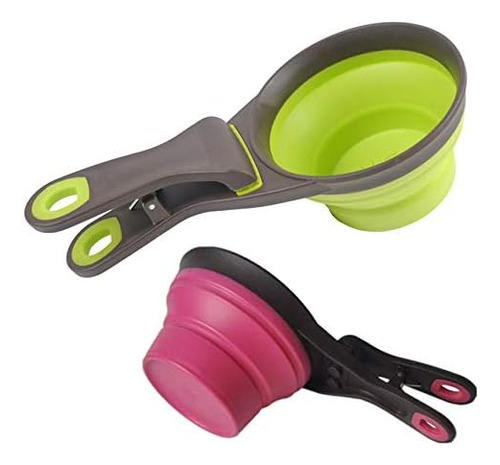 Acronde - Juego De Tazas Medidoras De Silicona Plegables Par