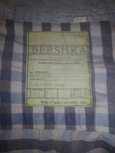 Camisa Bershka Original Talla Xs Cuadros Azul Caballero Moda