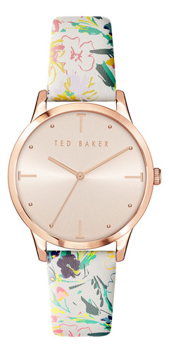 Reloj Ted Baker Flor Blanco Correa Cuero Modelo Bkppos2079i