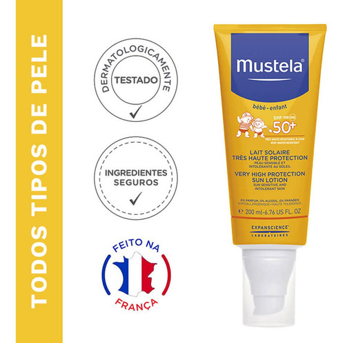Protetor Solar Infantil Mustela Loção Fps50 Rosto E Corpo