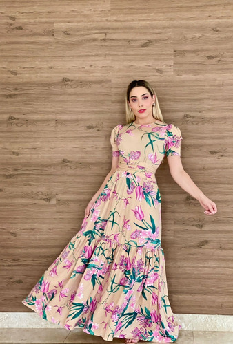 Imagem 6 de 6 de Vestido Longo Cinturado 5 Formas Usar Estampas Lindas Mult