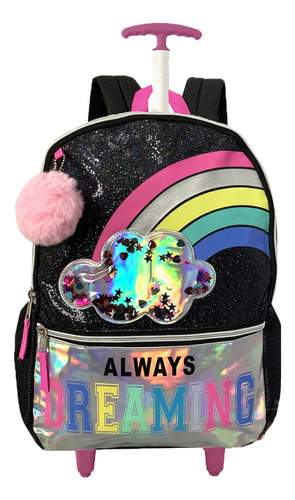 Mochila Clio Always Dreaming Escolar cor preto  design nuvem 13L