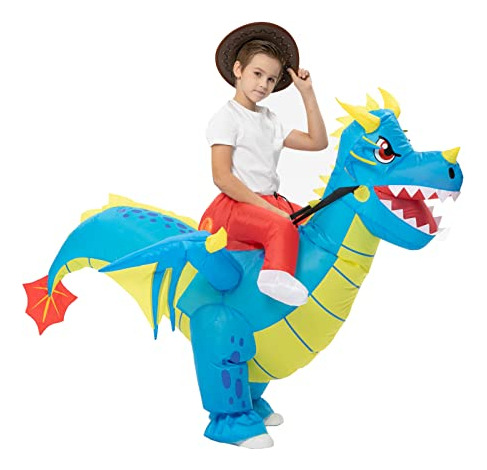 Halloween Traje De Dinosaurio Inflable Dragón Azul Ndpm5