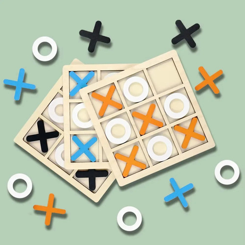 Juego De Ajedrez De Tres En Raya De Madera, Juego De Ajedrez