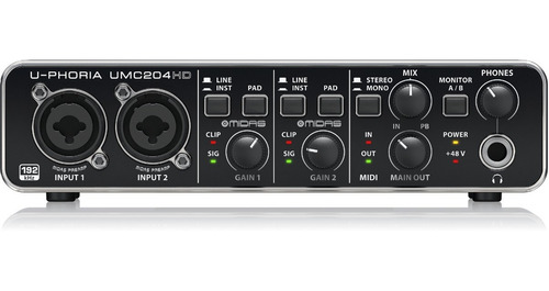 Interface De Audio Behringer Umc204hd Usb Pre Midas Midi 48v