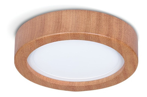 Plafon Panel Led Circular Redondo Madera Roble Nordico Deco