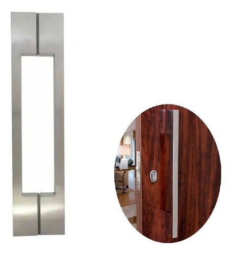 Puxador Duplo Big Thin 800mm Inox Escovado Geris 632mm