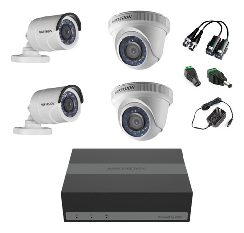 Hikvision Kit 4 Camaras Cctv 720p Edvr Disco Sólido 300gb