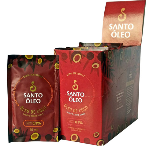 Óleo De Coco Extravirgem Película Santo Óleo 40 Sachês
