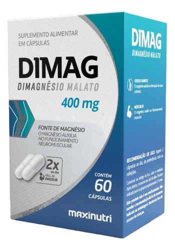 Dimag Magnésio Dimalato Maxinutri 400mg 60 Cápsulas Vitamina Sem Sabor
