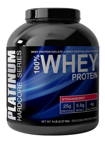 Imagen 1 de 1 de Whey Protein Platinum Hardcore Series 5 Libras Sabor Frutilla - Suplemento En Polvo Platinum 100% Whey Protein