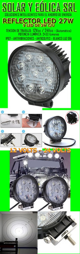 2 Reflectores 12v 24v 27w Led P/ Camioneta 4x4 Toyota Ford