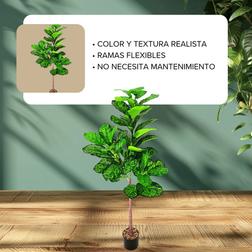 Planta Artificial Grande 130cm Ficus Decoracion Interior Ext Color Verde Claro
