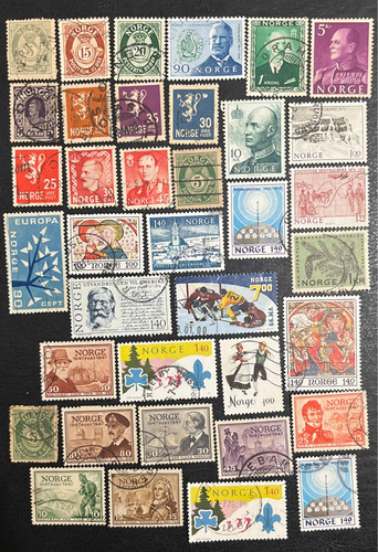 Sello Correo Antiguo Noruego 37 Estampillas Noruegas Véalas