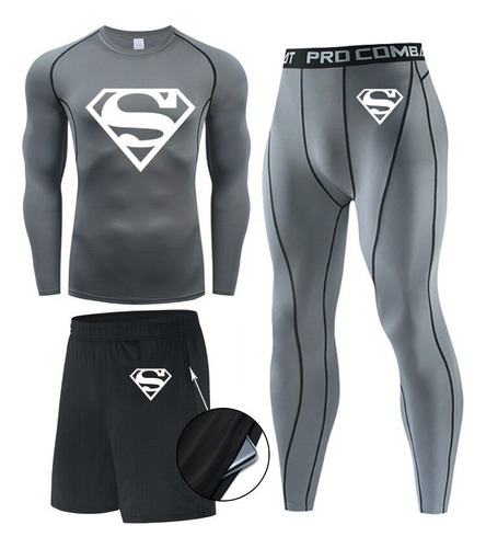 Conjunto Deportivo Super Heroes Superman Compresión 3 Piezas