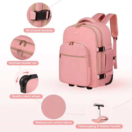 Devpnr Mochila Con Ruedas Para Mujer, Mochila De Viaje Para