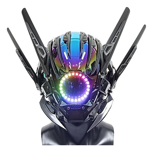 Yeezty Samurai Casco Cosplay Para Hombres Halloween Led Lum