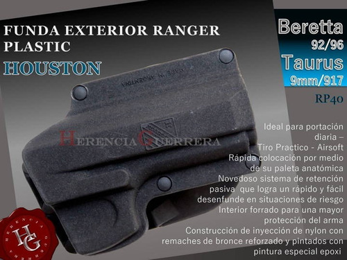 Imagen 2 de 7 de Pistolera Funda Houston Ranger Ext Beretta 92/96 Taurus 9