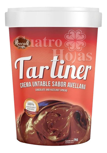 Crema De Avellana Horneable Y Untable Tartiner 1 Kg