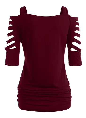 comprar Tops De Mujer Camiseta De Manga Lacerada Con Corte De Hombro