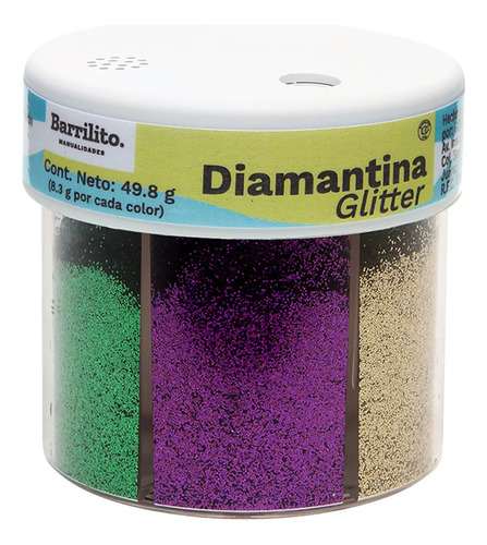 Diamantina Glitter En Polvo Purpurina 6 Colores Barrilito 