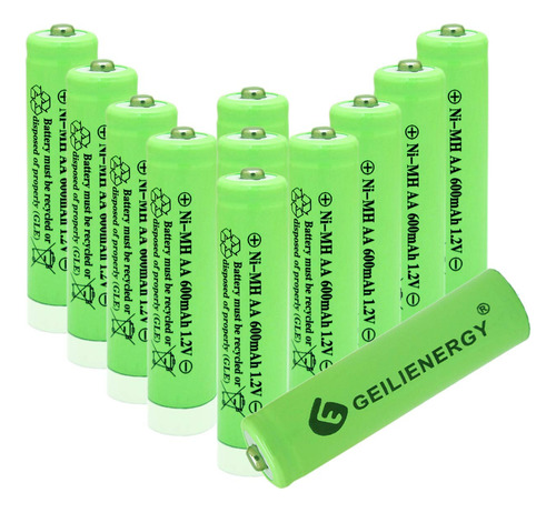 Geilienergy Nimh Aa 600mah 1.2v Baterias Recargables Para Lu