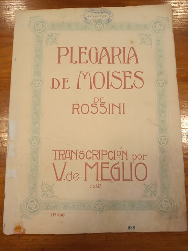 Rossini Plegaria De Moises Op 143 Partitura