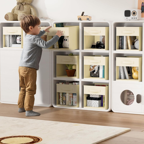 Cubo De Almacenamiento Plegable Con Asas De Tela