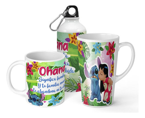 Set De Taza + Botella + Taza Conica Lilo Y Stitch 5