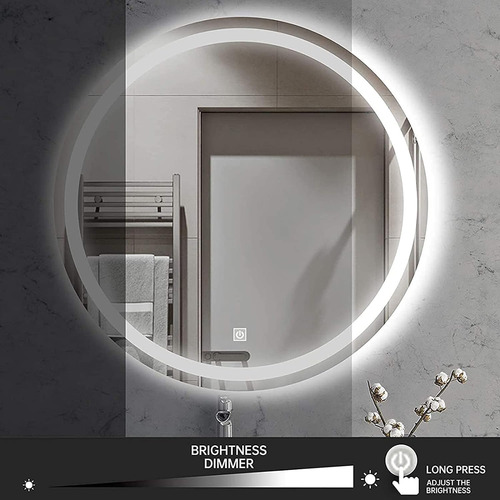 Espejo Baño Led Táctil Circular Inteligente Con Luz
