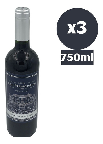 Pack 3x Vino Calcu Hacienda Los Presidentes Premium Blend