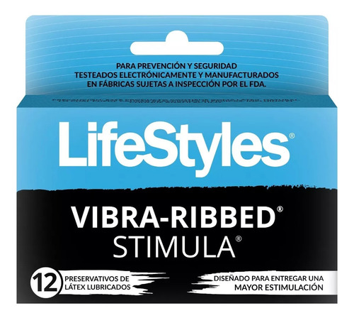 12 Condones Preservativos Lifestyles Vibra-ribbed Stimula