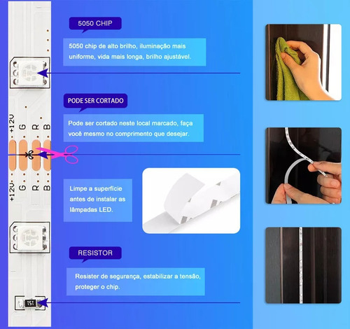 Tira De Luz Ledrgb De15m Tira De Luz Led Colorida Con Fuente