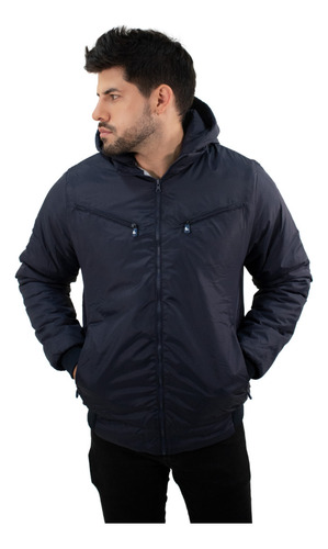 Chaqueta Semi Impermeable Acolchada Doble Faz En Algodon