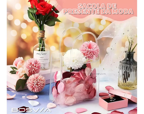 30 Fiestas Bolsas De Regalo Con Asa Transparente 17x23x