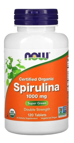 Spirulina Orgânica 1000 Mg 120 Tablets Now - Importado Eua