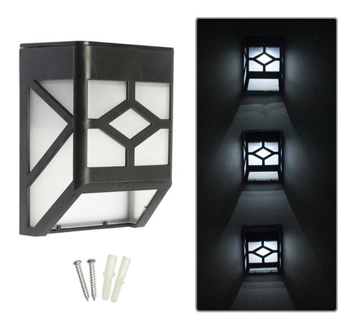 Lampara Solar 2led Pared Decorativo Exterior Blanca 1pz Env