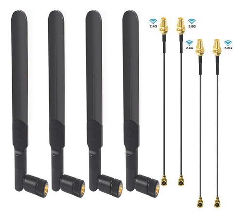 Antena Wifi De 8dbi Rp-sma Macho De 4 Piezas, Red Inalambric