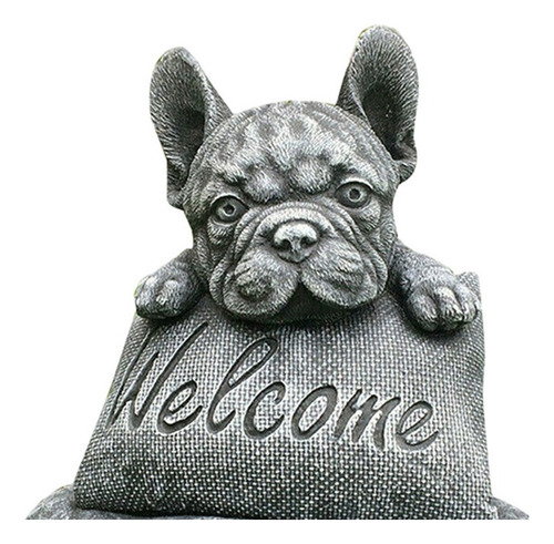 I Bulldog Francés Estatua Jardín Cartel De Bienvenida