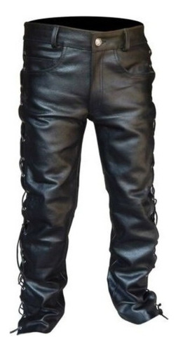 Pantalones Largos De Moto De Piel Sintética Con Q1