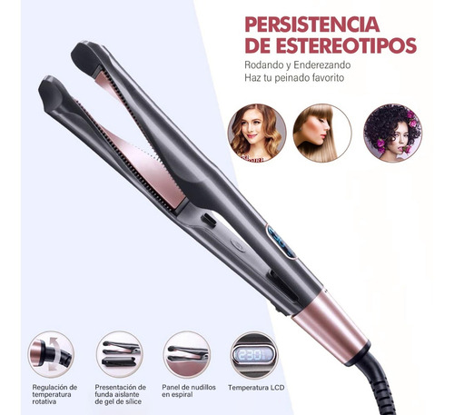 Plancha Para Cabello 2 En 1 Alisadora Y Rizadora