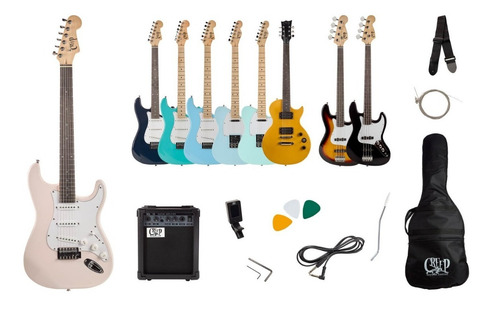 Imagen 8 de 9 de Pack Guitarra Stratocaster Y Amplificador Creep Completo Pnk