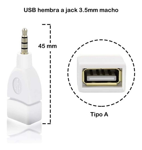 Imagen 3 de 5 de Cable De Audio Auxiliar Spica A Usb Hembra