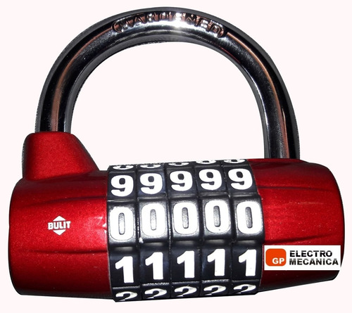 Imagen 2 de 9 de Candado De Alta Seguridad Bulit 5 Combinaciones Rojo