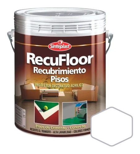 Recufloor | Recubrimiento Pisos | Blanco Y Gris | 20lt