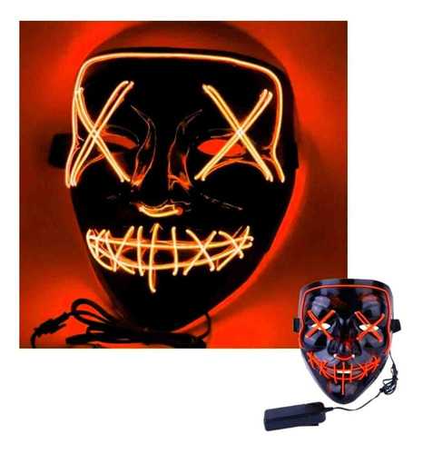 Máscara Led Cosplay Halloween Diferentes Fases Máscara Neon Cor Laranja