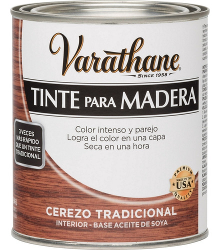 Tinte Para Madera Varathane Cerezo Tradicional 1/4 Lt